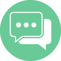 two communication bubble icons
