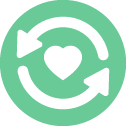 two arrows and a heart icon